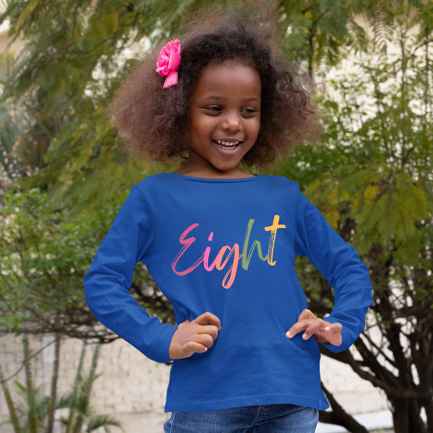 Long Sleeve Age Tee Shirt For 8 Year Old Unisex Kids