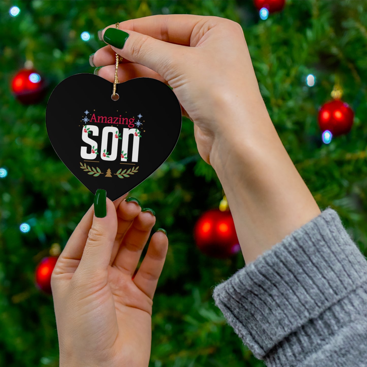 AMAZING SON - Christmas Ceramic Ornament, Christmas Gifts, Christmas Party, 4 Shapes