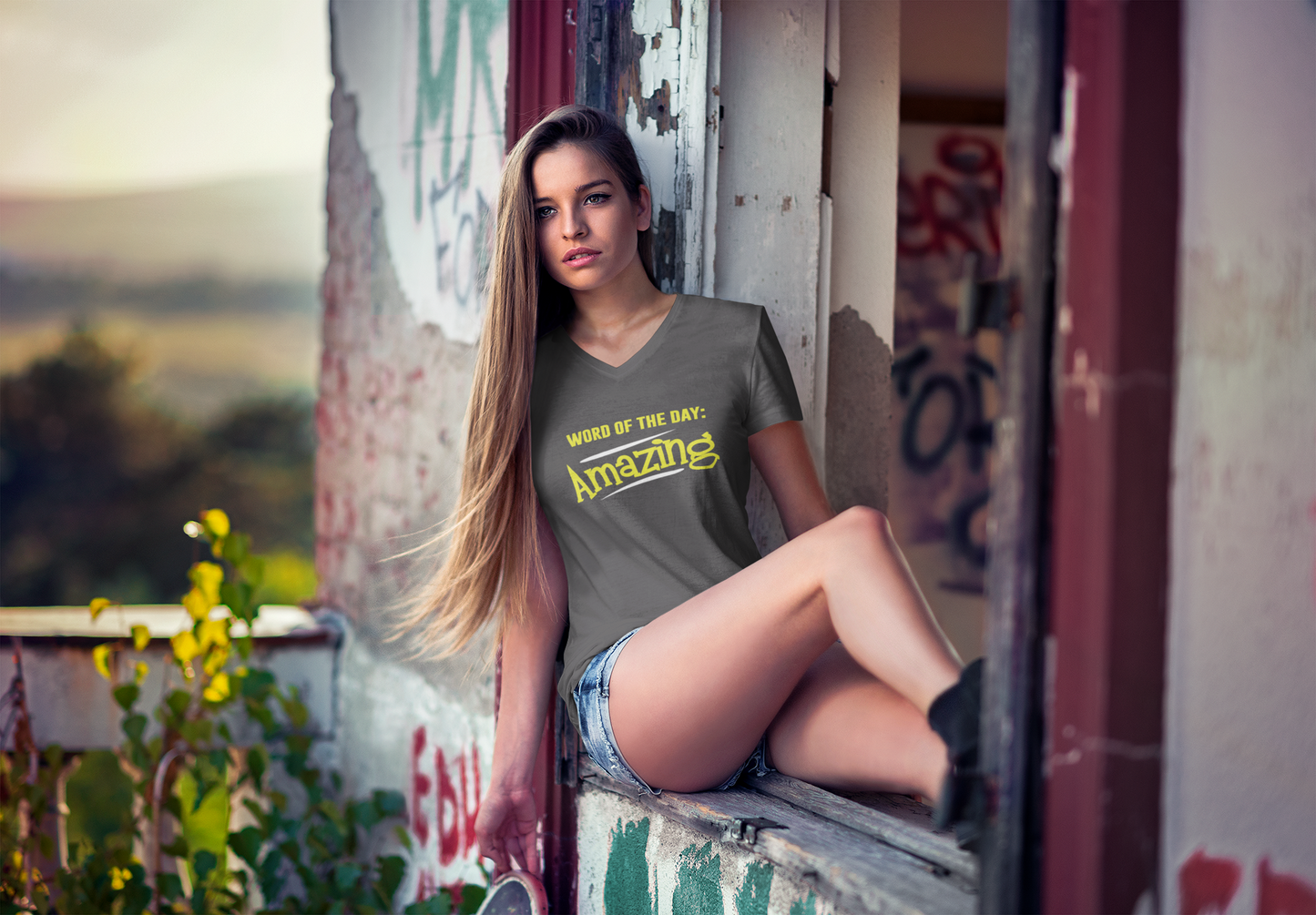 Word Of The Day Amazing Women's Jersey Short Sleeve Deep V-Neck Tee, Amazing shirts, Inspirational shirts, Motivational Shirts, Trendy tees