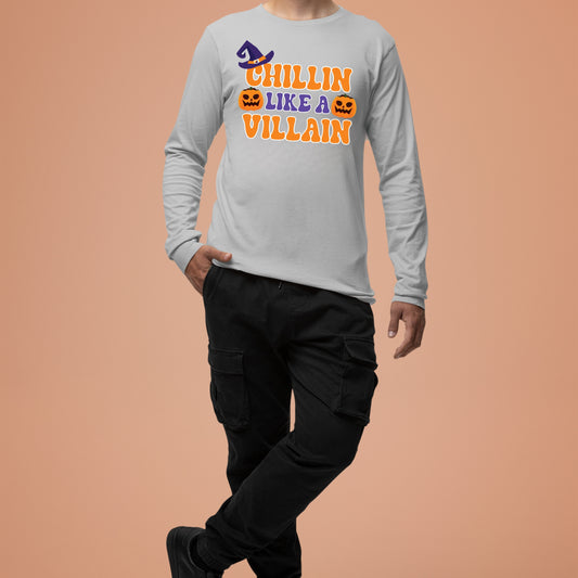 Halloween Chillin Like a Villian Sweatshirt, Halloween Gift Sweatshirt, Funny Halloween Sweatshirt, Halloween Design Shirt, Fall Sweatshirts