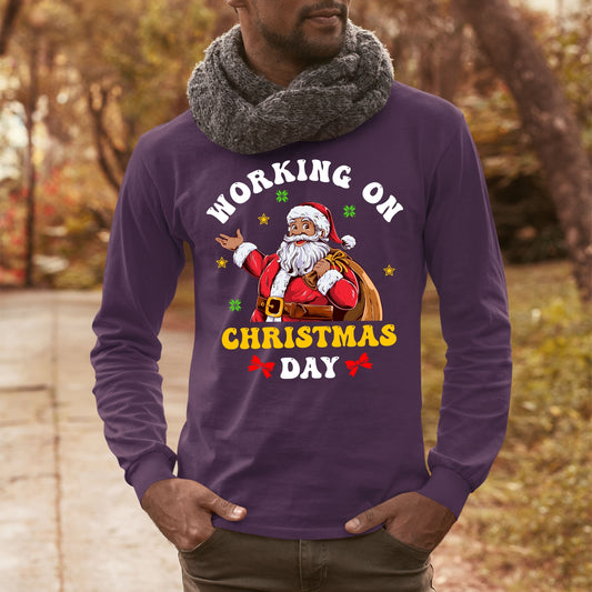 Working on Chirstmas, Men Long Sleeves, Christmas Clothing, Christmas Sweatshirts, Christmas Shirts, Christmas Decor, Christmas
