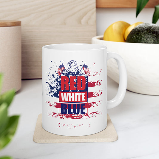 Red White Blue Ceramic Mug 11oz