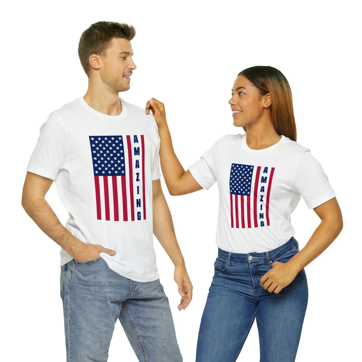 Amazing US Flag Unisex Jersey Short Sleeve Tee