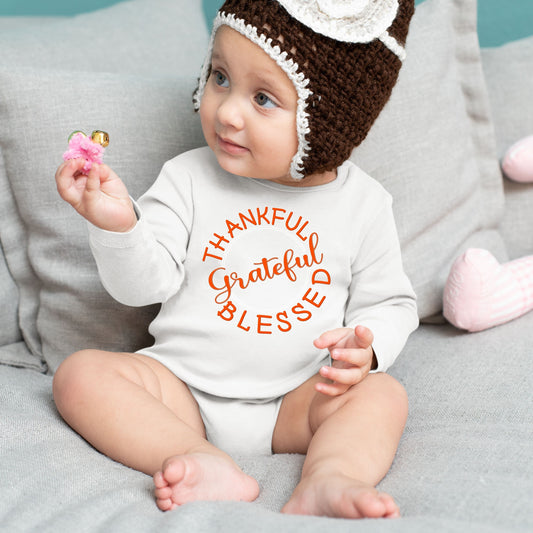 Thankful Grateful Blessed, Thanksgiving Bodysuit, Thanksgiving Onesies for kids, Thanksgiving Gift Ideas, Cute Thanksgiving