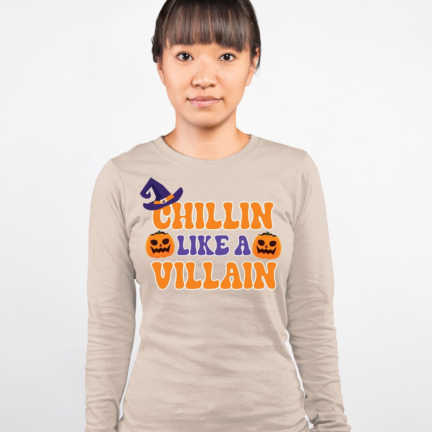 Halloween Chillin Like a Villian Sweatshirt, Halloween Gift Sweatshirt, Funny Halloween Sweatshirt, Halloween Design Shirt, Fall Sweatshirts