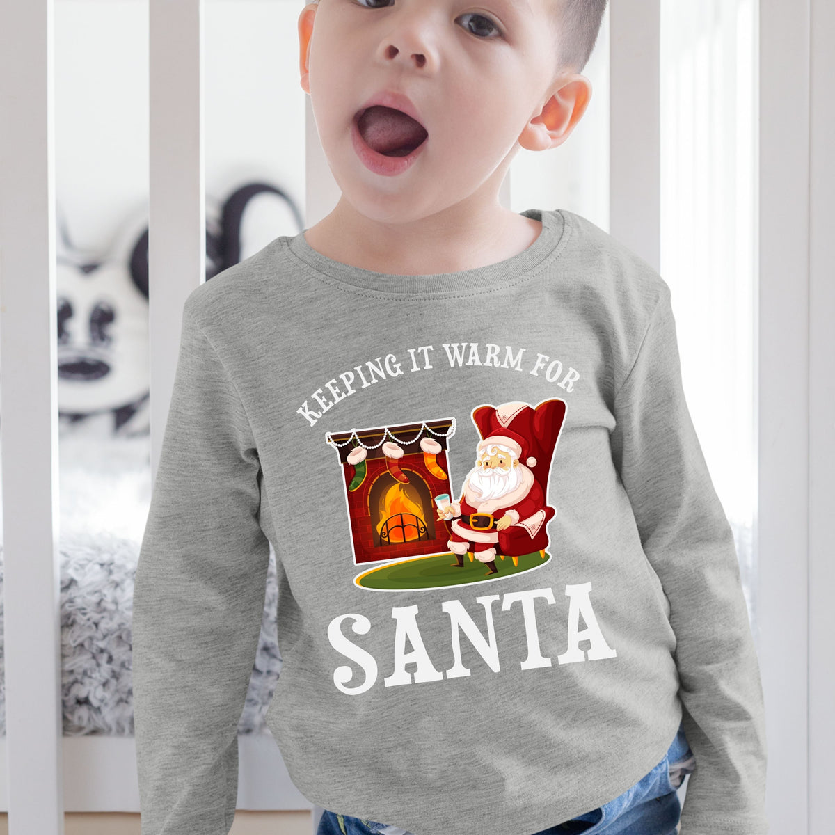 Keeping It Warm for Santa, Toddler Long Sleeves, Christmas Decor, Christmas Clothing, Christmas Sweatshirts, Christmas Shirts, Christmas
