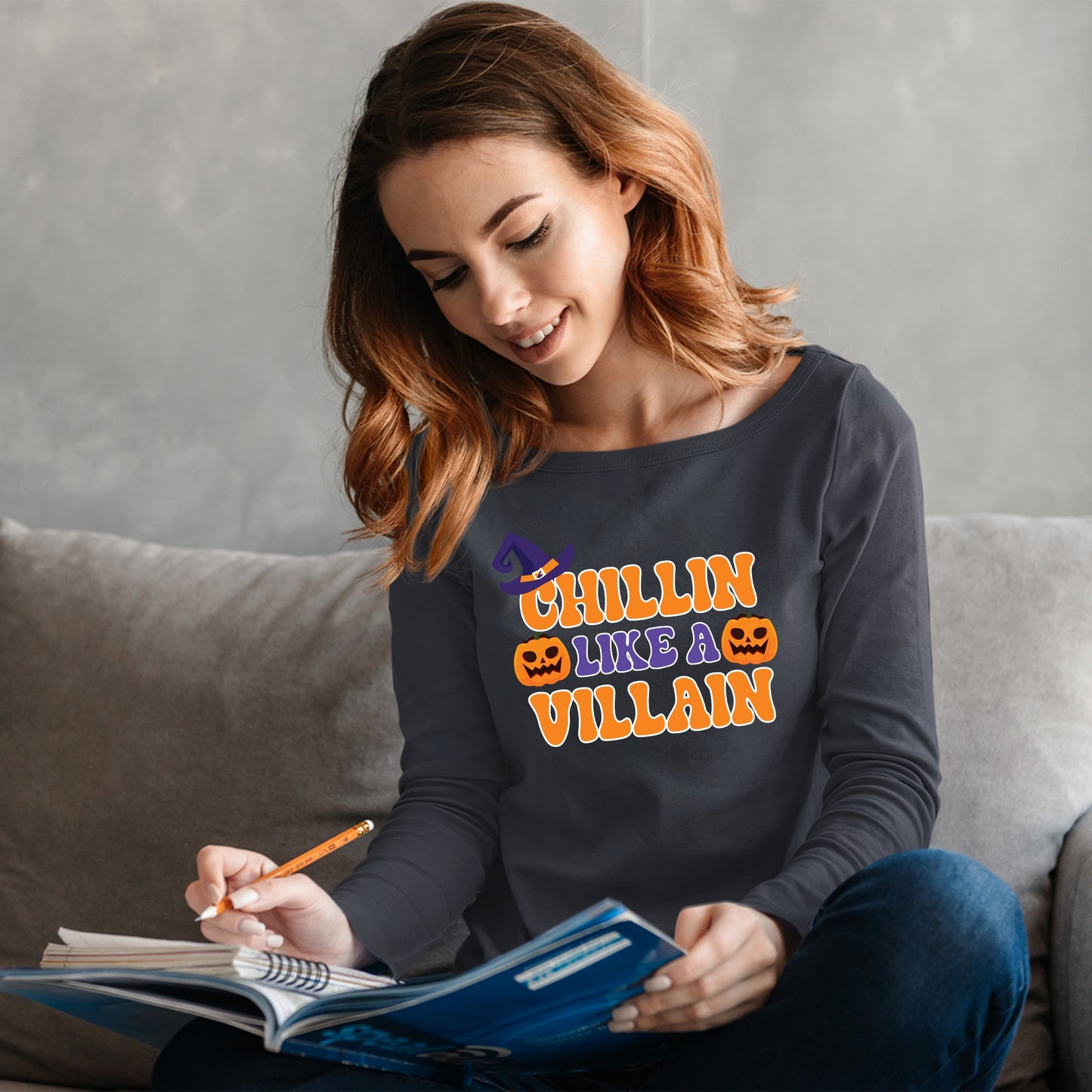 Halloween Chillin Like a Villian Sweatshirt, Halloween Gift Sweatshirt, Funny Halloween Sweatshirt, Halloween Design Shirt, Fall Sweatshirts