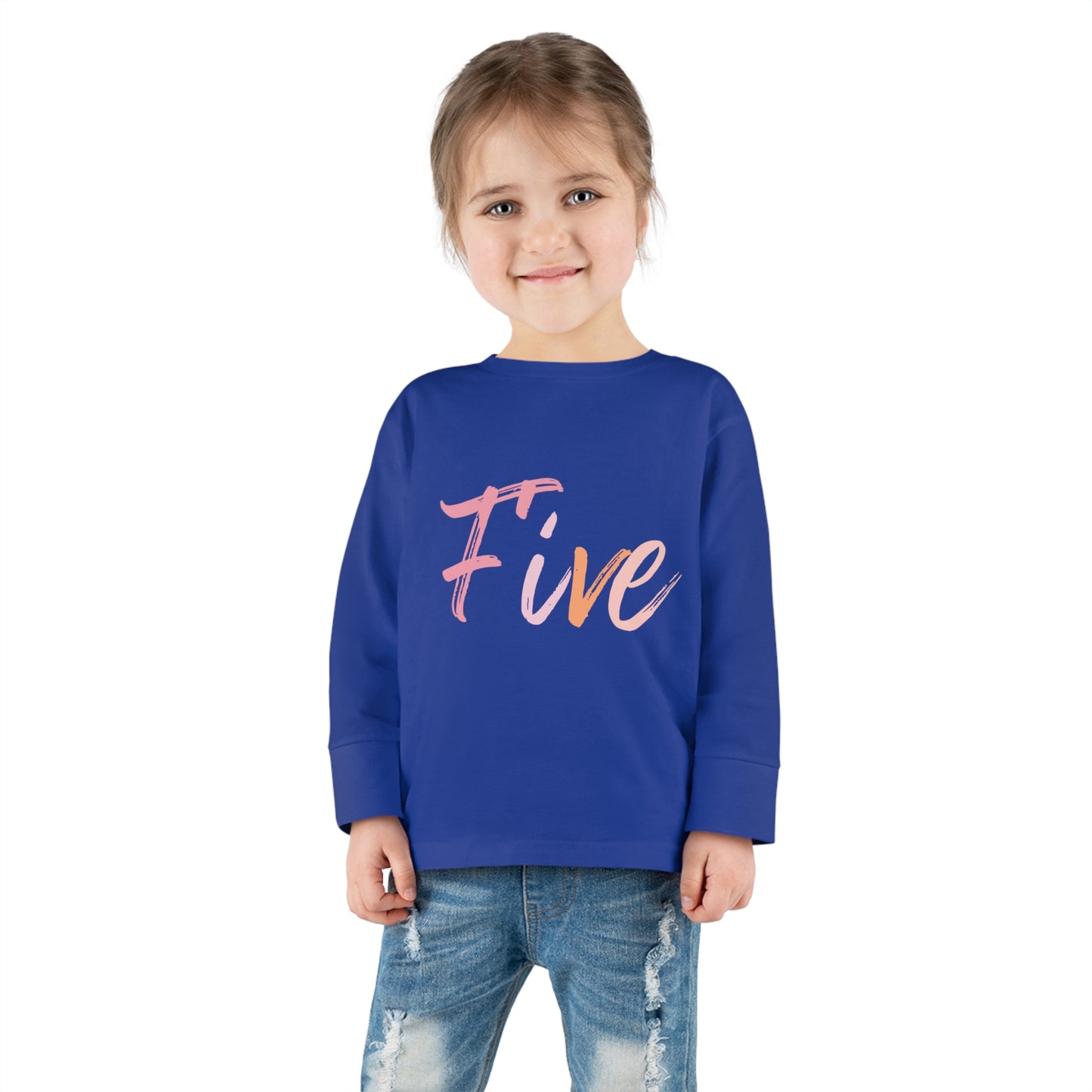 Long Sleeve Age Tee Shirt For 5 Year Old Unisex Kids