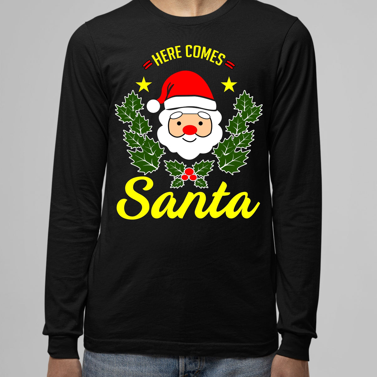 Here Comes Santa, Men Long Sleeves, Christmas Decor, Christmas Clothing, Christmas Sweatshirts, Christmas Shirts, Christmas