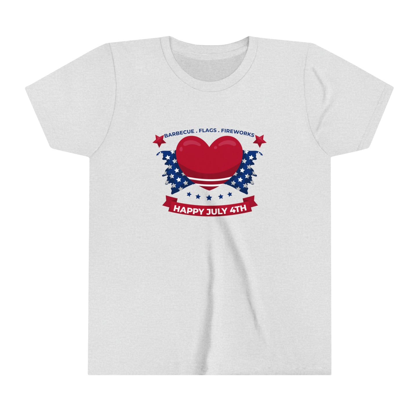 Barbecue Flags Fireworks Happy July 4th Youth Short Sleeve Tee