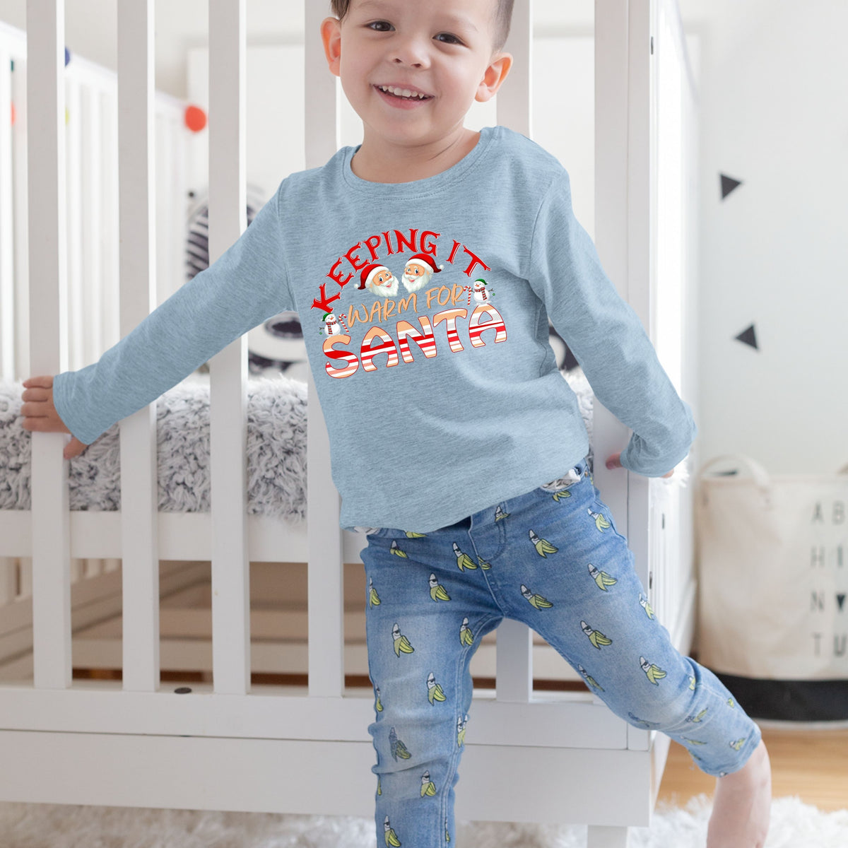 Keeping It Warm for Santa, Christmas Crewneck For Toddler, Christmas Long Sleeve, Christmas Sweatshirt, Christmas Sweater, Christmas Present