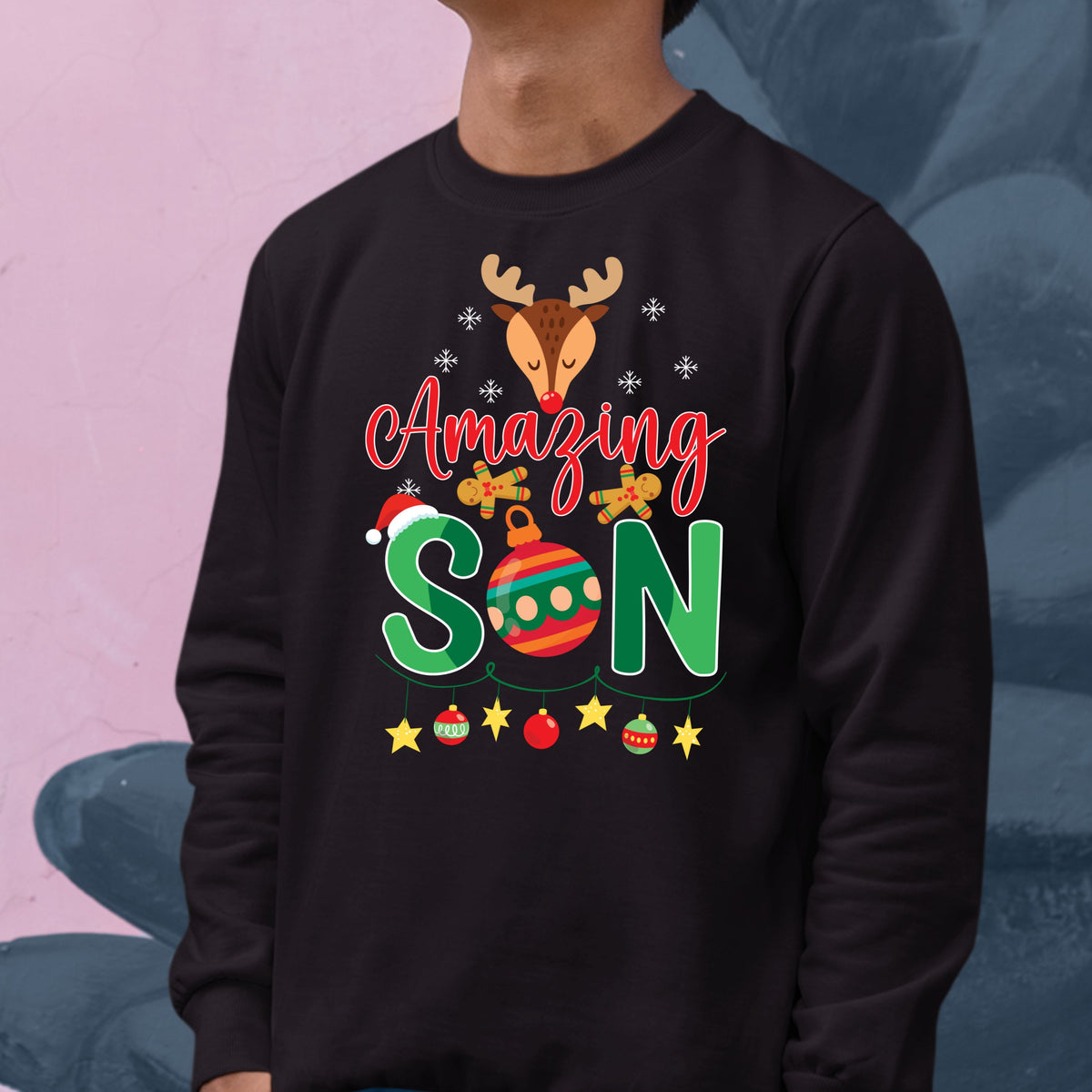 Amazing Son, Christmas Long Sleeves, Christmas Crewneck For Youth, Christmas Present, Christmas Sweatshirt, Christmas Sweater
