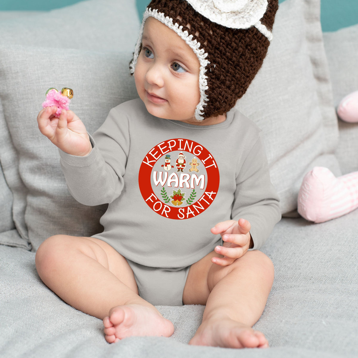 Keeping It Warm for Santa, Christmas Bodysuits, Christmas Long Sleeves, Christmas Bodysuits For Kids, Christmas Onesies, Christmas Present