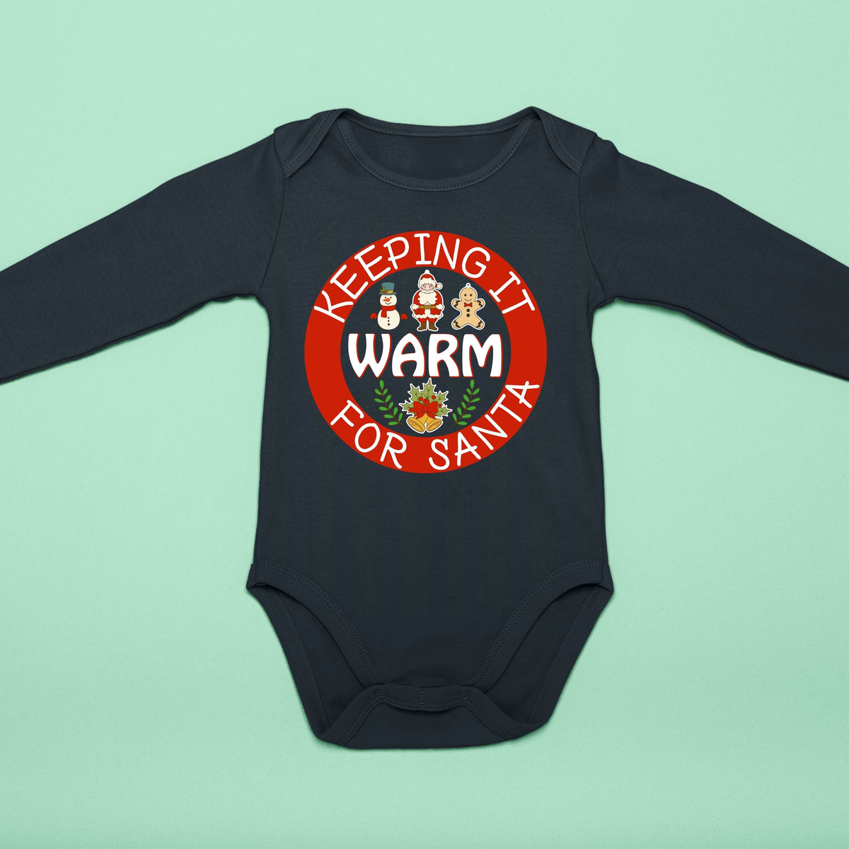 Keeping It Warm for Santa, Christmas Bodysuits, Christmas Long Sleeves, Christmas Bodysuits For Kids, Christmas Onesies, Christmas Present