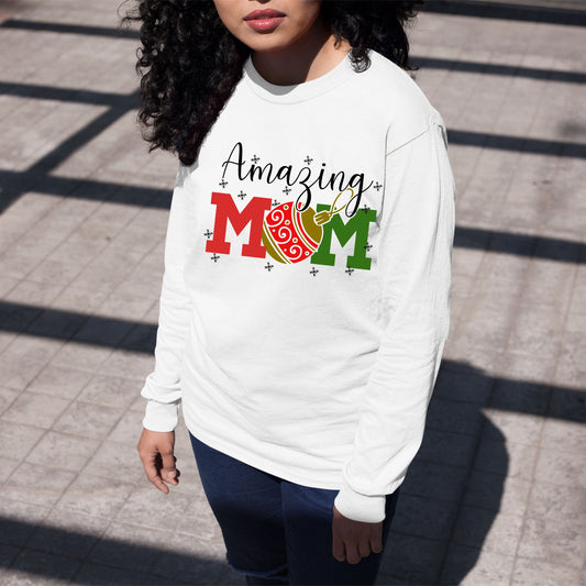 Amazing Mom, Women Long Sleeves, Christmas, Christmas Shirts, Christmas Clothing, Christmas Decor, Christmas Sweatshirts