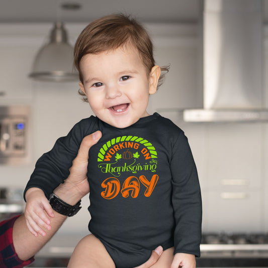 Working on Thanksgiving Day Bodysuit, Thanksgiving Bodysuit, Thanksgiving Bodysuit for Kid, Thanksgiving Gift, Cute Thanksgiving