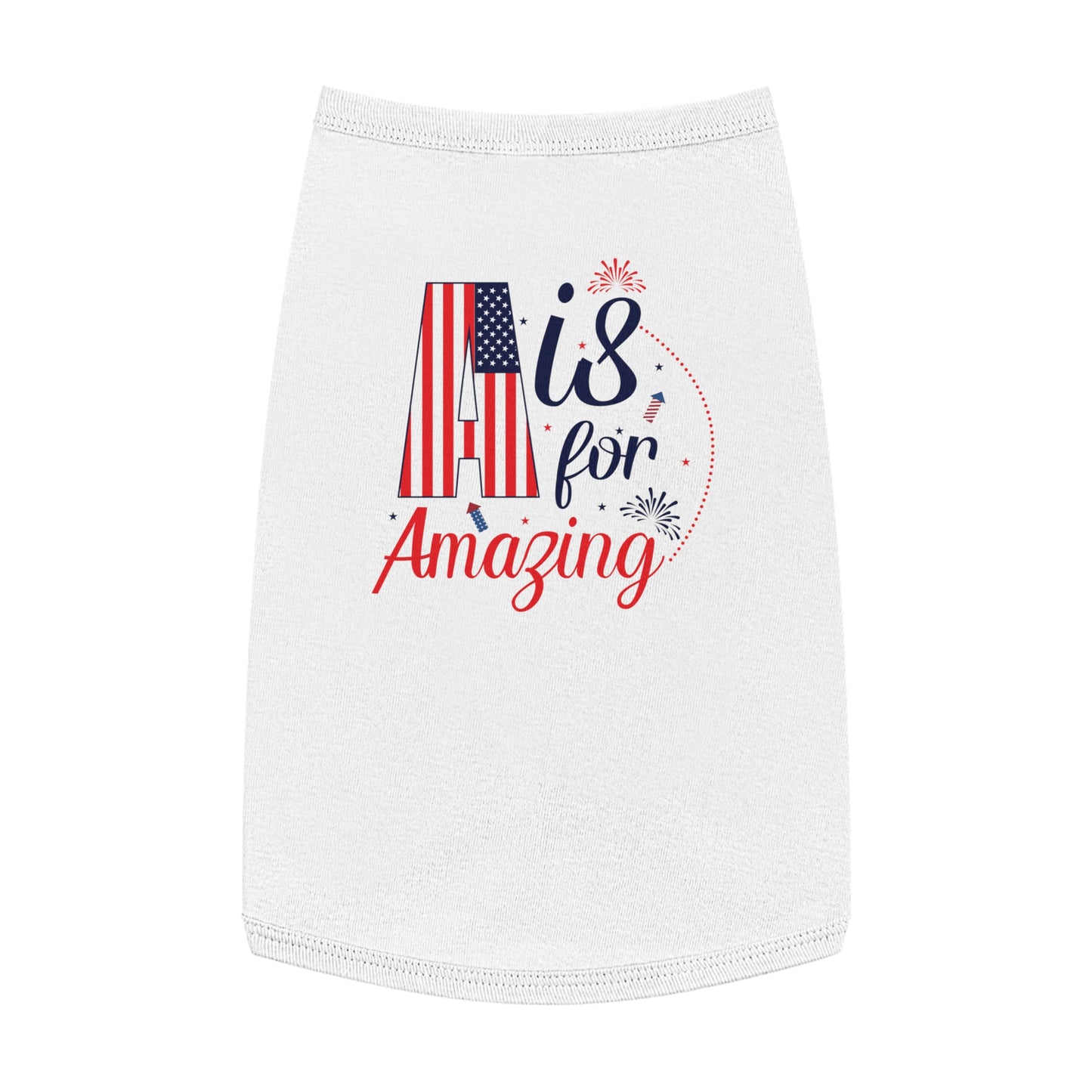 Red White Blue A is for Amazing Pet Tank Top
