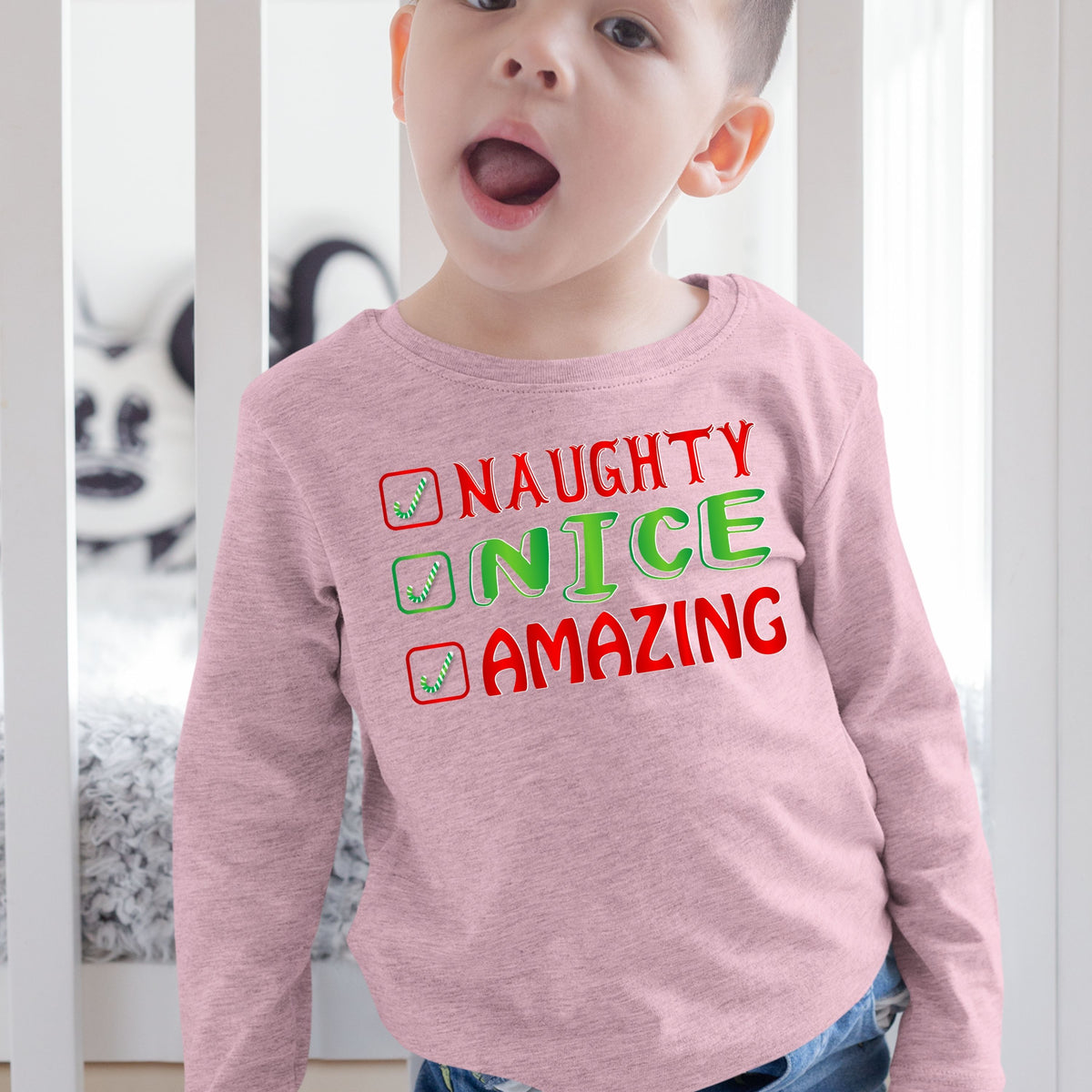 Naughty Nice Amazing, Christmas Crewneck For Toddler, Christmas Long Sleeves, Christmas Sweatshirt, Christmas Sweater, Christmas Present