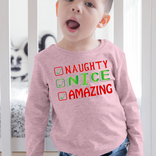 Naughty Nice Amazing, Christmas Crewneck For Toddler, Christmas Long Sleeves, Christmas Sweatshirt, Christmas Sweater, Christmas Present