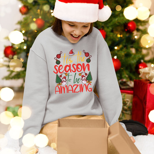 Tis the Season to Be Amazing, Christmas Crewneck For Youth, Christmas Sweatshirt, Christmas Long Sleeves, Christmas Sweater, Christmas Gift