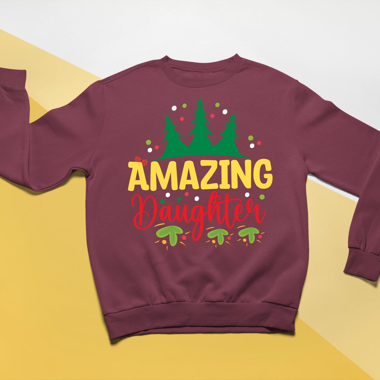 Amazing Daughter, Christmas Sweatshirt, Christmas Long Sleeves, Christmas Sweater, Christmas Crewneck For Youth, Christmas Present