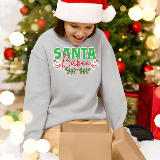Santa Babee, Christmas Long Sleeves, Christmas Crewneck For Youth, Christmas Present, Christmas Sweatshirt, Christmas Sweater