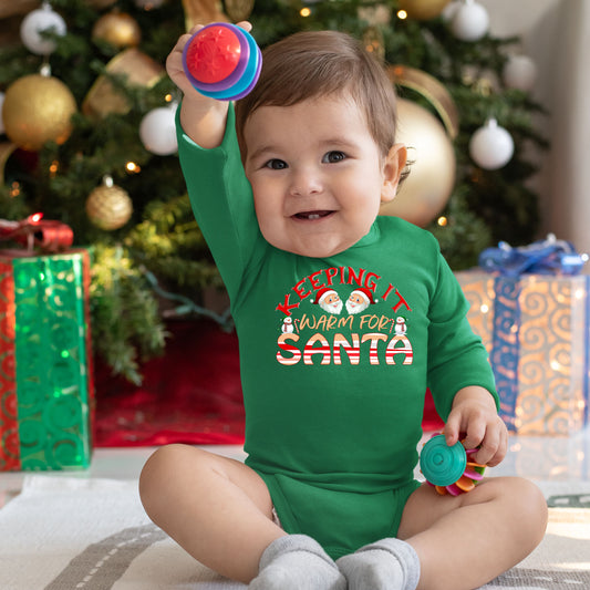 Keeping It Warm for Santa, Christmas Bodysuits For Kids, Christmas Long Sleeves, Christmas Bodysuits, Christmas Onesies, Christmas Present