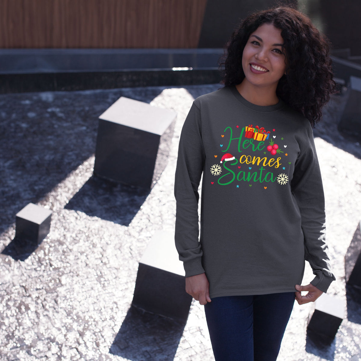 Here Comes Santa, Christmas Crewneck For Youth, Christmas Long Sleeves, Christmas Sweatshirt, Christmas Sweater, Christmas Present