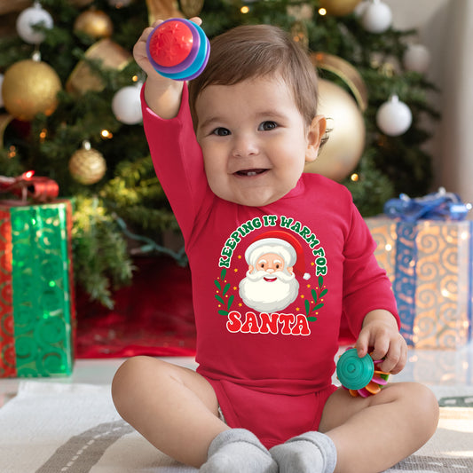 Keeping It Warm for Santa, Christmas Long Sleeves, Christmas Bodysuits For Kids, Christmas Onesies, Christmas Bodysuits, Christmas Present