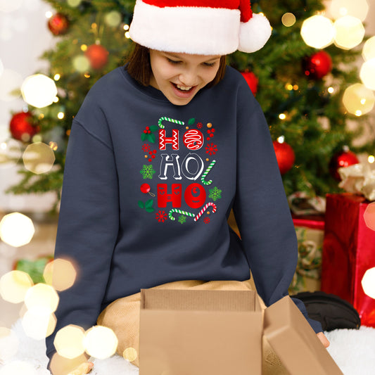 Ho Ho Ho, Christmas Long Sleeves, Christmas Crewneck For Youth, Christmas Sweatshirt, Christmas Present, Christmas Sweater