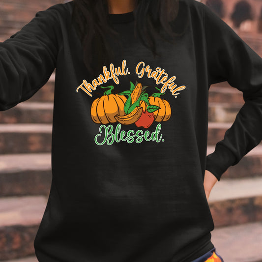 Thankful Grateful Blessed, Thanksgiving Sweatshirt, Thanksgiving Sweater for kids, Thanksgiving Gift Ideas, Cute Thanksgiving