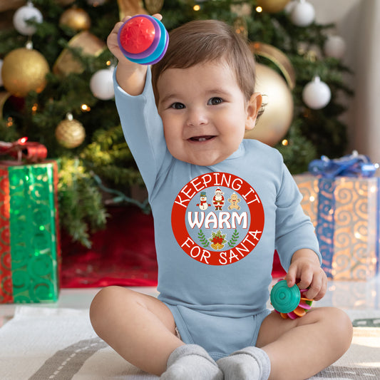 Keeping It Warm for Santa, Christmas Bodysuits, Christmas Long Sleeves, Christmas Bodysuits For Kids, Christmas Onesies, Christmas Present