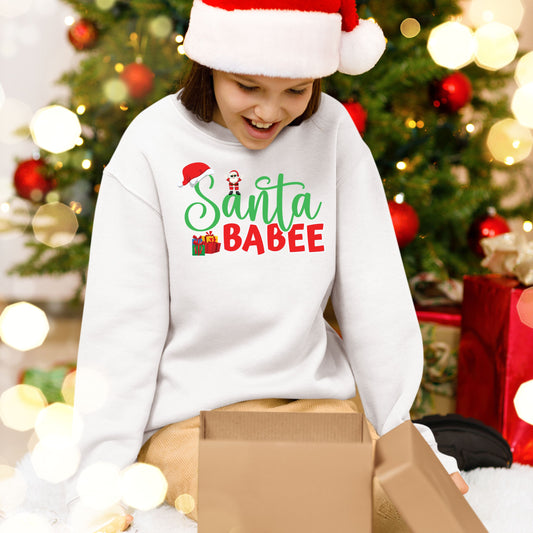 Santa Babee, Christmas Long Sleeves, Christmas Crewneck For Youth, Christmas Present, Christmas Sweatshirt, Christmas Sweater