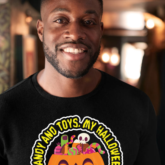 Halloween Candy and Toys Sweatshirt, Halloween Gift Sweatshirt, Halloween Sweater, Cute Halloween Sweatshirt, Funny Halloween Sweatshirt