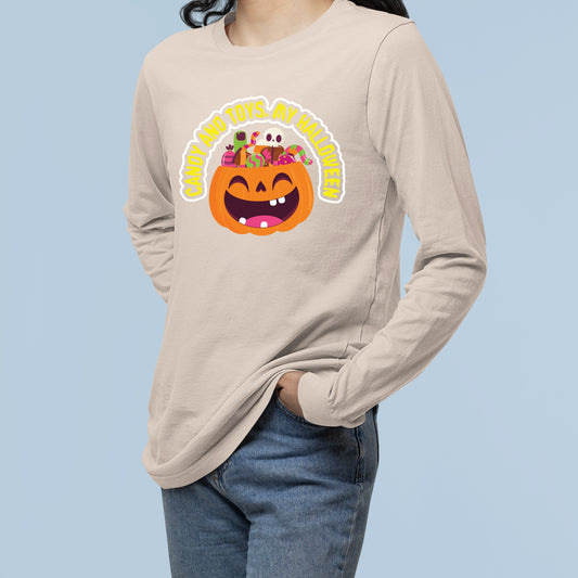 Halloween Candy and Toys Sweatshirt, Halloween Gift Sweatshirt, Halloween Sweater, Cute Halloween Sweatshirt, Fall Sweatshirts