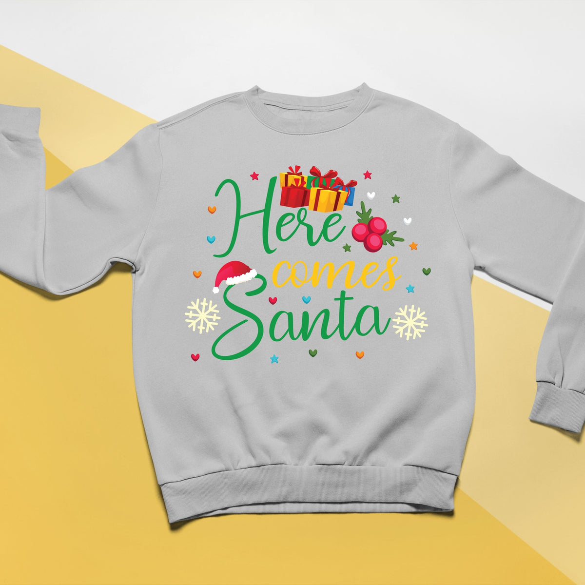 Here Comes Santa, Christmas Crewneck For Youth, Christmas Long Sleeves, Christmas Sweatshirt, Christmas Sweater, Christmas Present