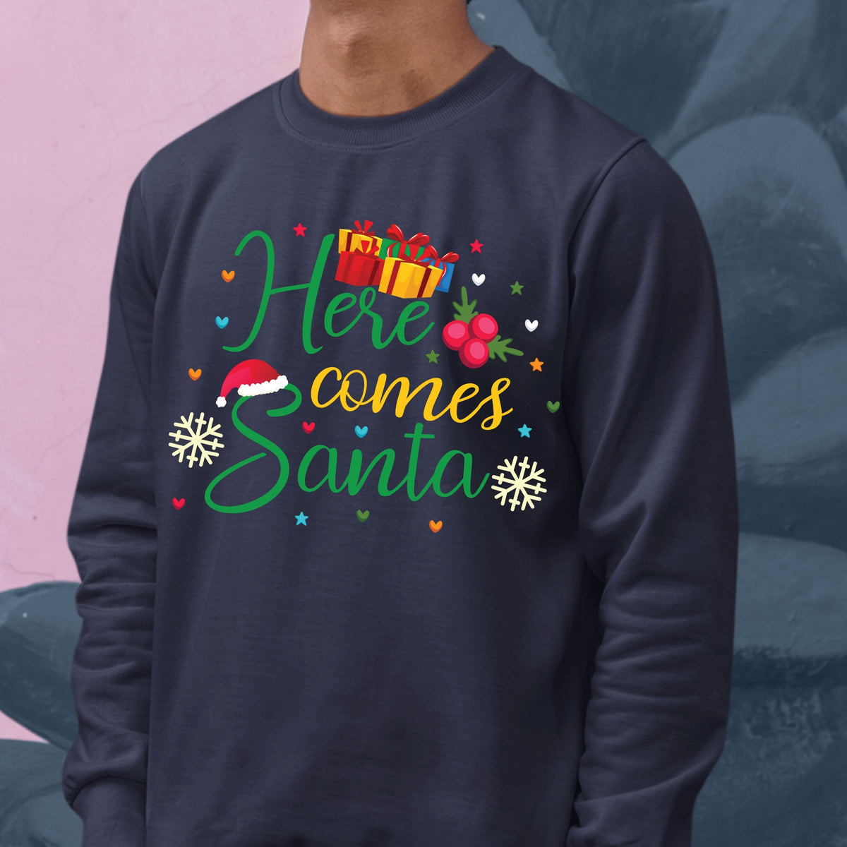 Here Comes Santa, Christmas Crewneck For Youth, Christmas Long Sleeves, Christmas Sweatshirt, Christmas Sweater, Christmas Present