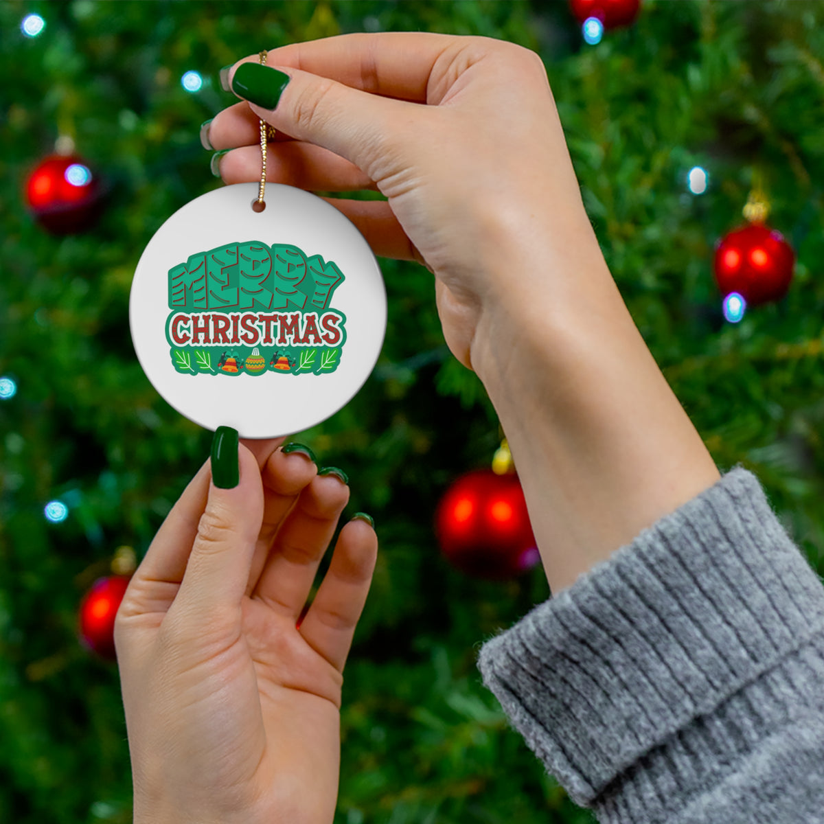Merry Christmas - Christmas Ceramic Ornament, 4 Shapes