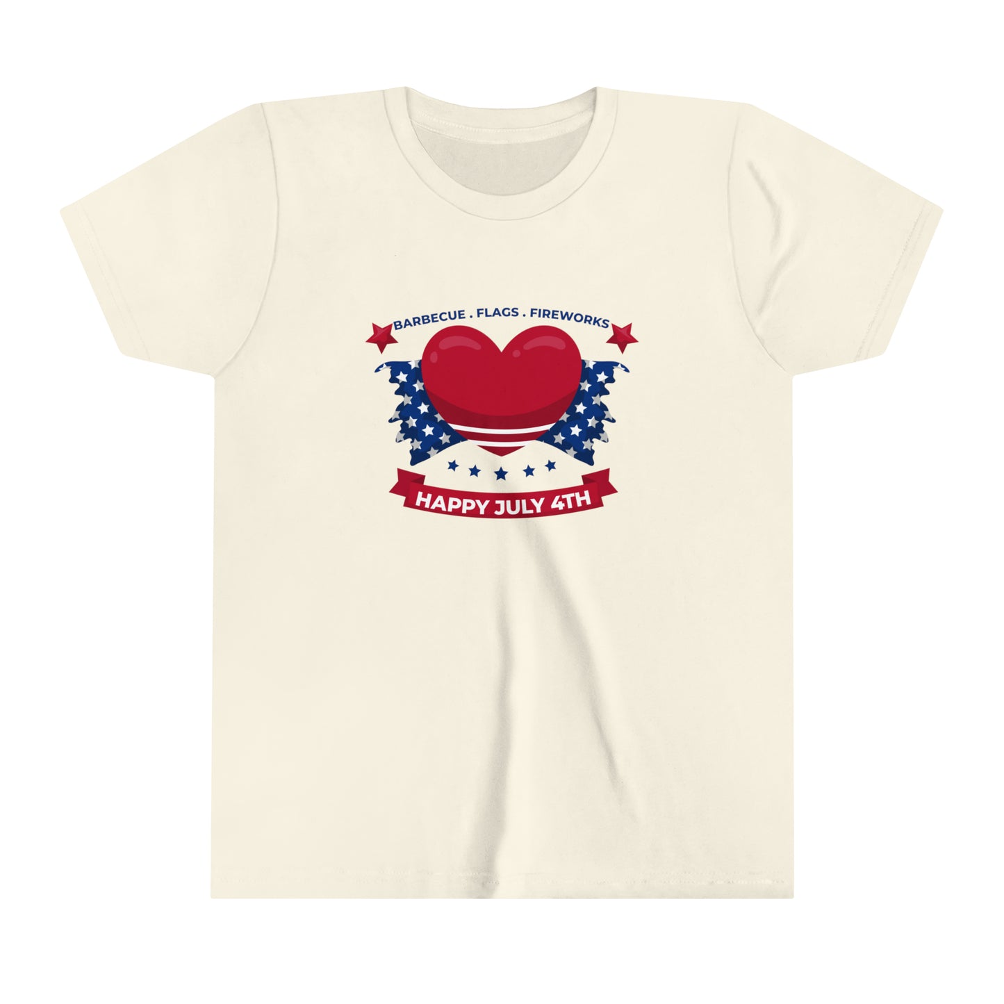 Barbecue Flags Fireworks Happy July 4th Youth Short Sleeve Tee