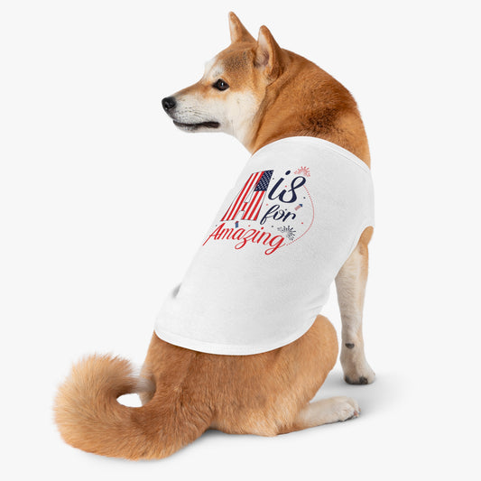 Red White Blue A is for Amazing Pet Tank Top