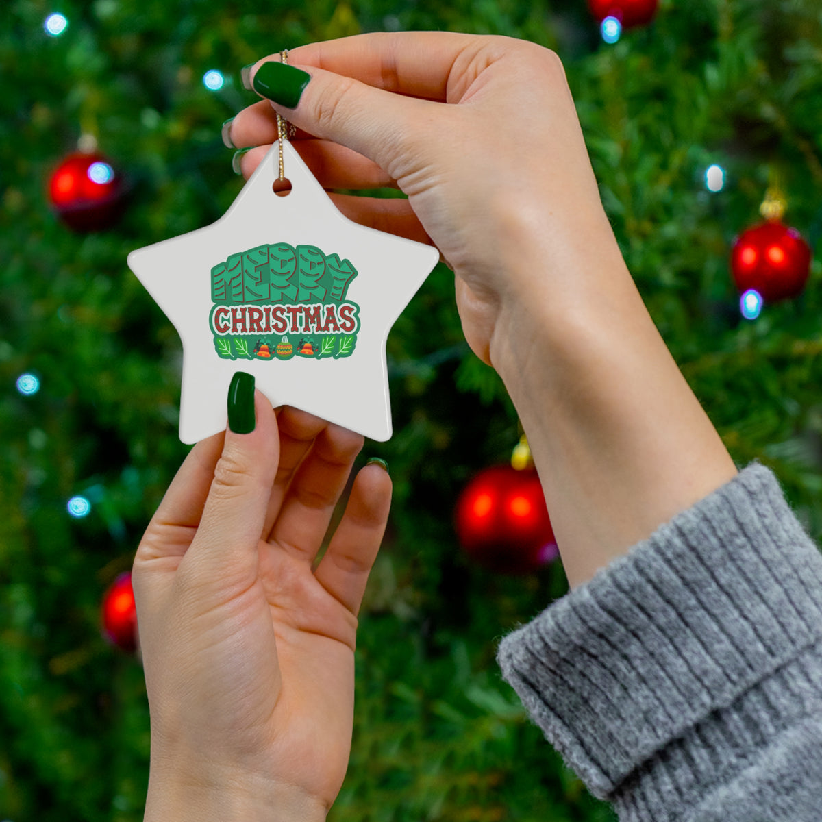 Merry Christmas - Christmas Ceramic Ornament, 4 Shapes