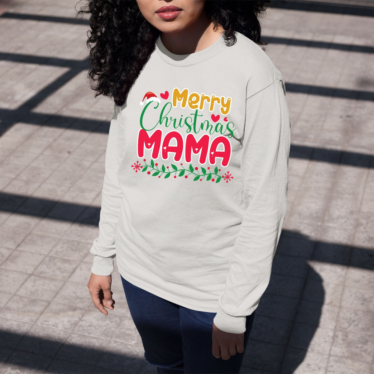 Merry Christmas Mama, Christmas Sweatshirt, Christmas Long Sleeves, Christmas Crewneck For Women, Christmas Sweater, Christmas Present