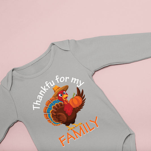 Thankful For My Family Bodysuit, Thanksgiving Bodysuit, Thanksgiving Bodysuit for Kid, Thanksgiving Gift, Cute Thanksgiving