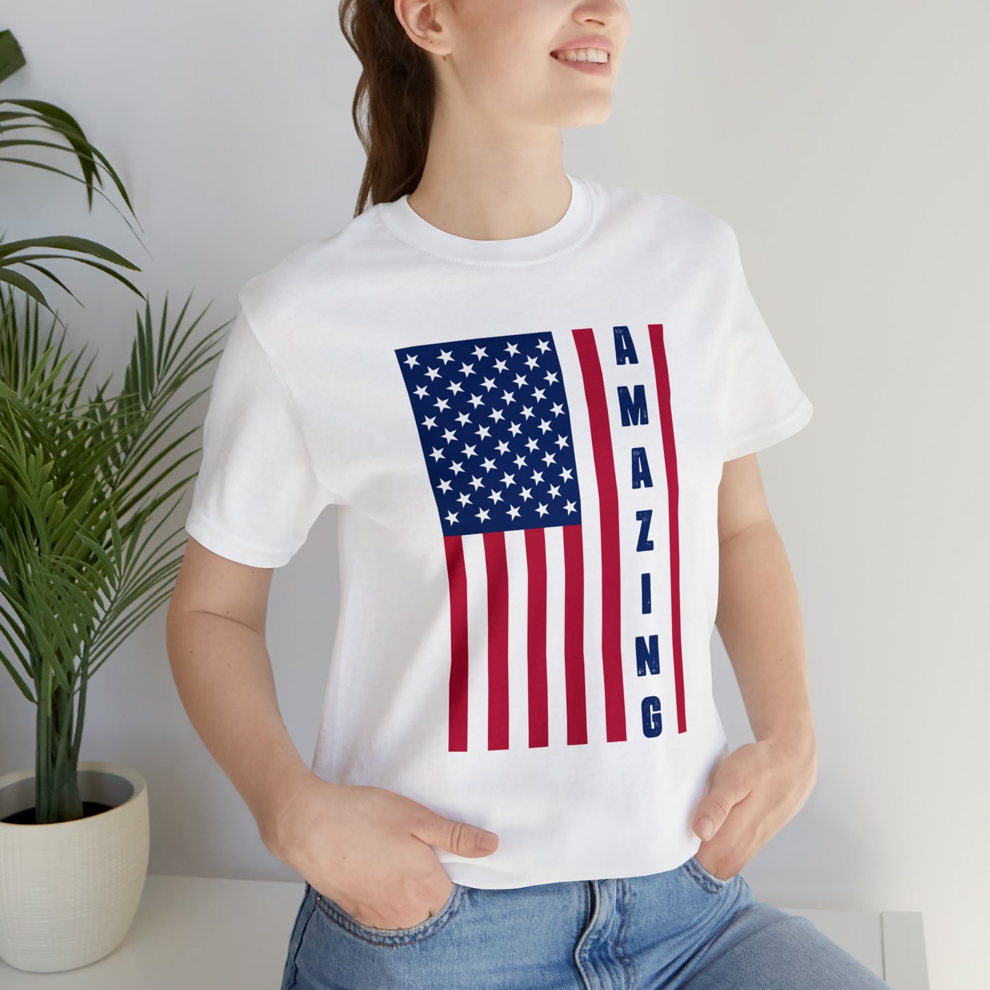 Amazing US Flag Unisex Jersey Short Sleeve Tee