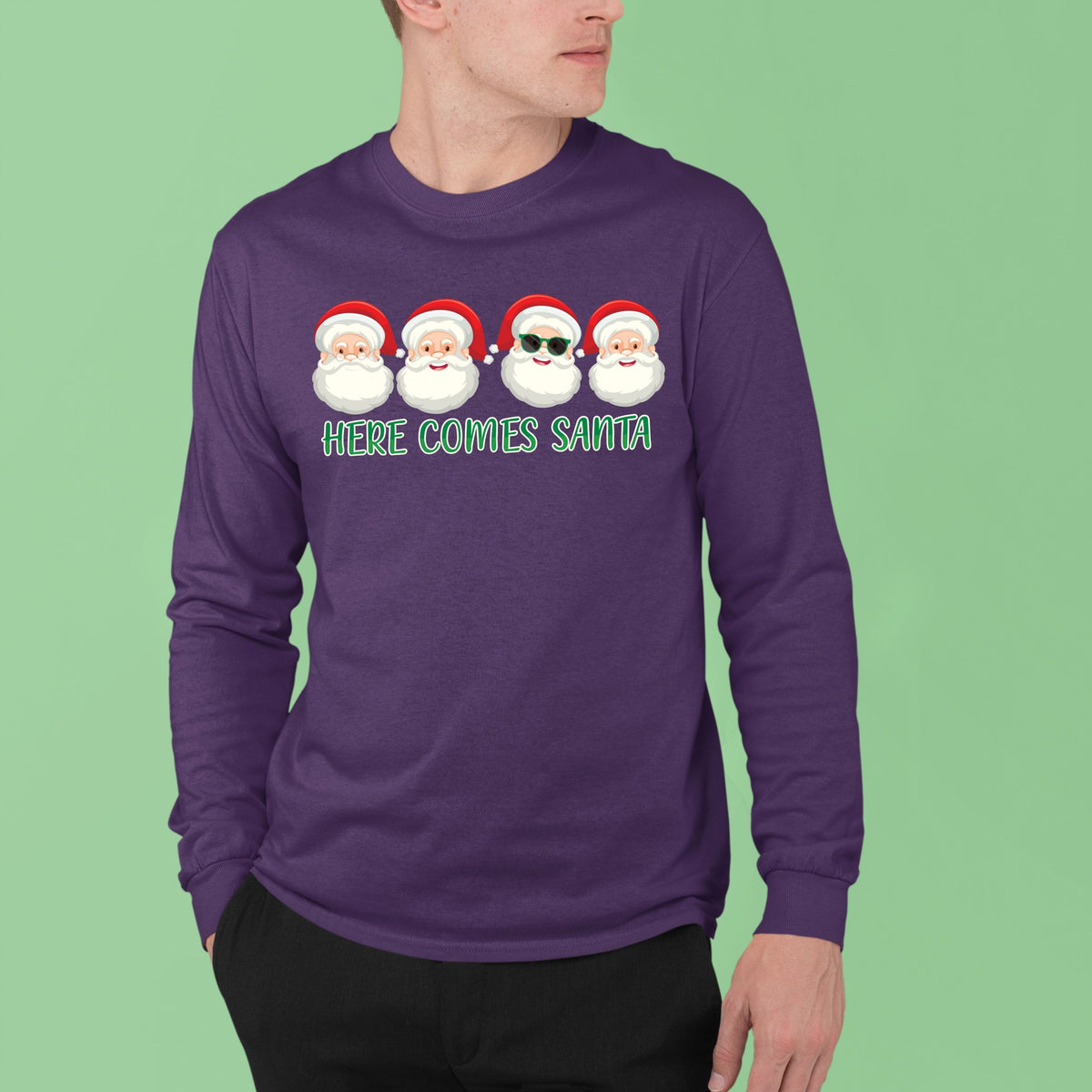 Here Comes Santa, Christmas Crewneck For Men, Christmas Long Sleeves, Christmas Sweatshirt, Christmas Sweater, Christmas Present