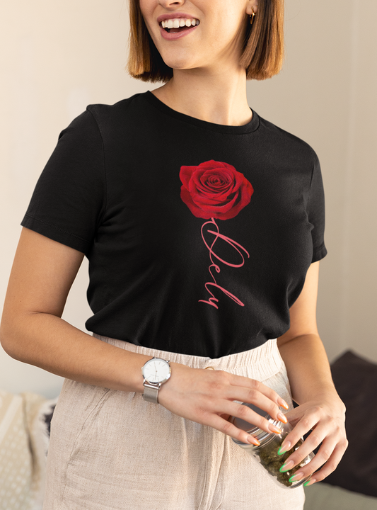 Delu Red Flower Tshirt