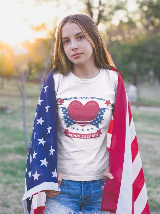 Barbecue Flags Fireworks Happy July 4th Unisex Jersey Tee