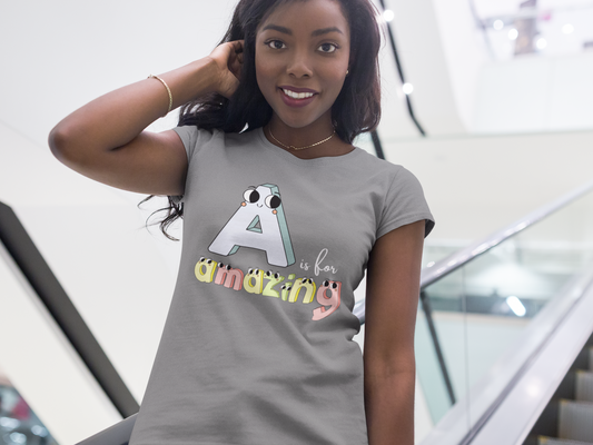 A is For Amazing With Big Eyes Youth Short Sleeve Tee