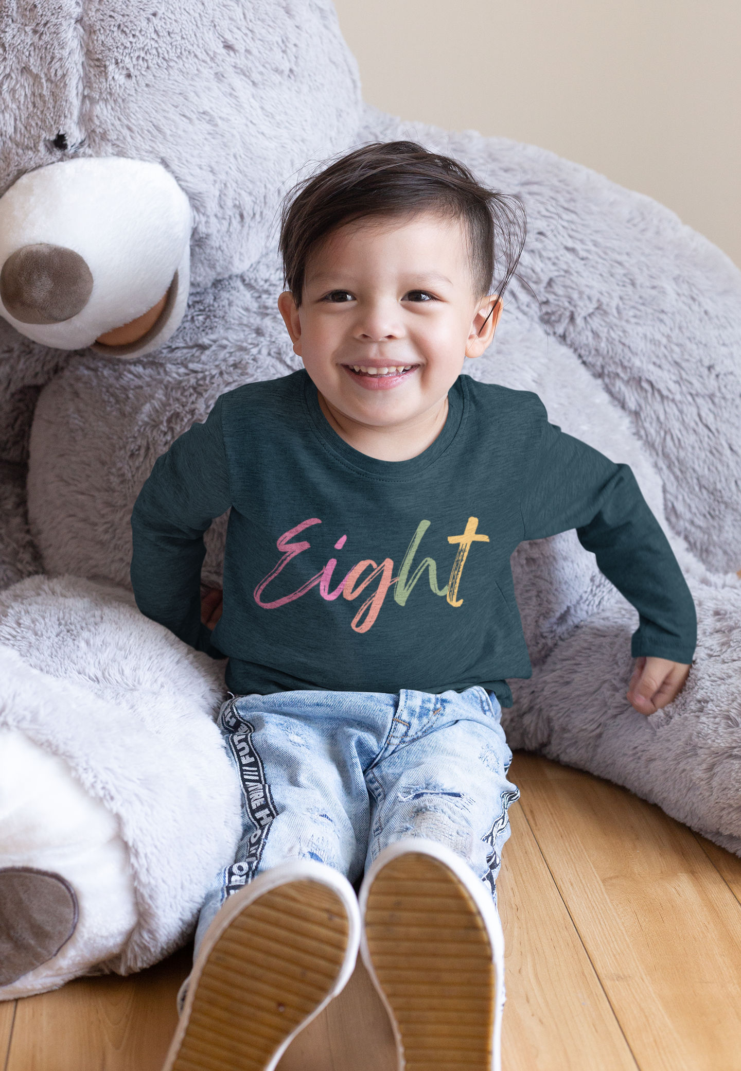 Long Sleeve Age Tee Shirt For 8 Year Old Unisex Kids