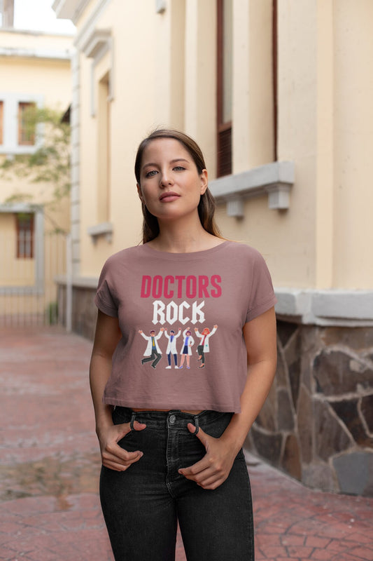 Doctors Rock Women's Flowy Cropped Tee, Doctor shirts, Doctor gift ideas, New Doctor shirt, gift for doctor, Doctor team shirt